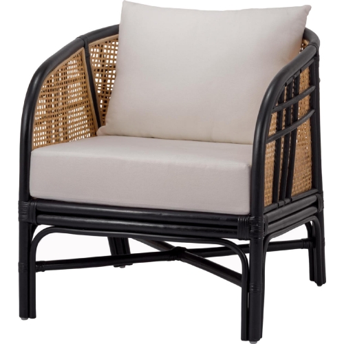 Ferrara Accent Chair in Rattan, Black Mahogany & Fabric