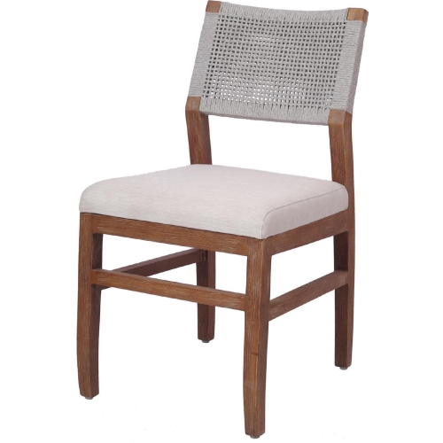 Pierre Dining Chair in Gray Rope, Fabric & Wood (Set of 2)