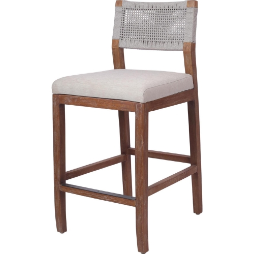 Pierre Counter Stool in Gray Rope, Fabric & Wood