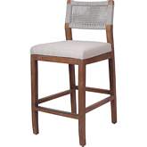 Pierre Counter Stool in Gray Rope, Fabric & Wood
