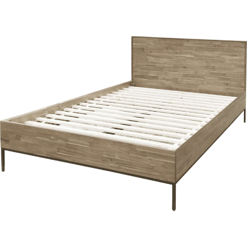Hathaway Queen Bed in Drifted Sand Beige Wood & Black
