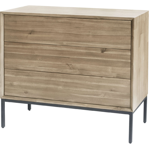 Hathaway 3 Drawer Chest in Drifted Sand Beige Wood & Black
