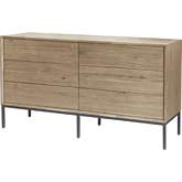 Hathaway 6 Drawer Dresser in Drifted Sand Beige Wood & Black