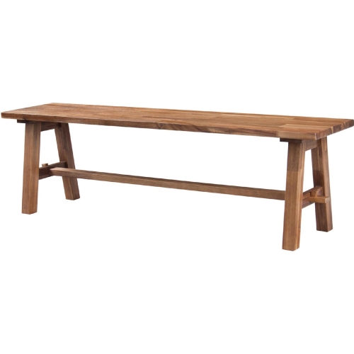 Bedford 59" Dining Bench with A Base in Brushed Brown Wood