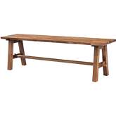 Bedford 59" Dining Bench with A Base in Brushed Brown Wood