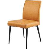 Kevin Dining Chair in Yellow Leatherette & Metal (Set of 2)