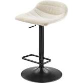 Koa Gaslift Swivel Bar Stool in Channel Tufted Beige Ivory Fabric & Metal (Set of 2)