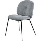 Nisha Dining Chair in Gray Fabric & Metallic Gunmetal (Set of 2)