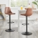 Robert Gaslift Swivel Bar Stool in Channel Tufted Brown Leatherette & Metal (Set 2)