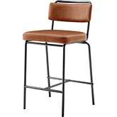 Zander Counter Stool in Toasted Caramel Brown Leatherette & Gunmetal (Set of 4)