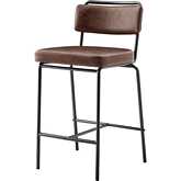 Zander Counter Stool in Toasted Dark Brown Leatherette & Gunmetal (Set of 4)