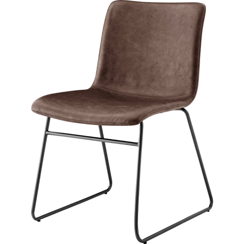 Bruce Dining Chair in Toasted Dark Brown Leatherette & Gunmetal (Set of 2)