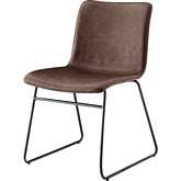 Bruce Dining Chair in Toasted Dark Brown Leatherette & Gunmetal (Set of 2)