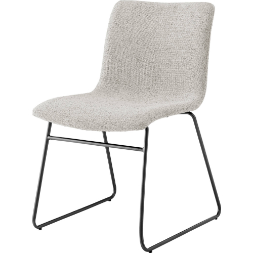 Bruce Dining Chair in Pebbled Cream Fabric & Metallic Gunmetal (Set of 2)