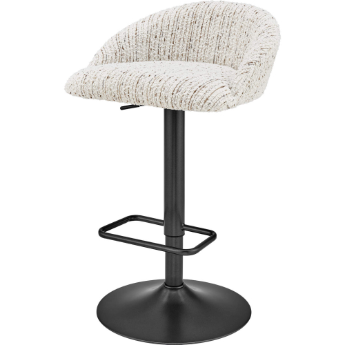 Jorrell Gaslift Swivel Bar Stool in White Fabric & Gunmetal (Set of 2)