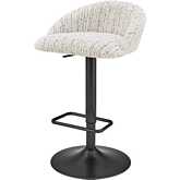 Jorrell Gaslift Swivel Bar Stool in White Fabric & Gunmetal (Set of 2)