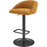 Jorrell Gaslift Swivel Bar Stool in Mustard Yellow Fabric & Gunmetal (Set of 2)