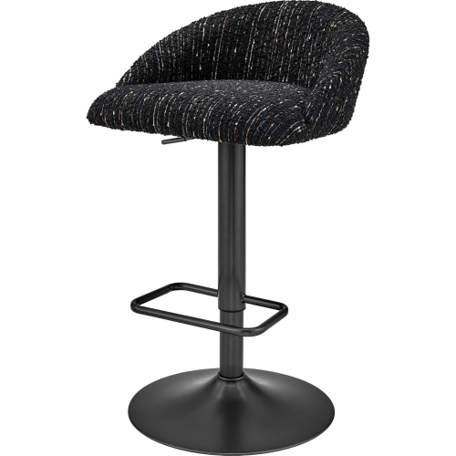 Jorrell Gaslift Swivel Bar Stool in Black Fabric & Gunmetal (Set of 2)