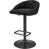 Jorrell Gaslift Swivel Bar Stool in Black Fabric & Gunmetal (Set of 2)