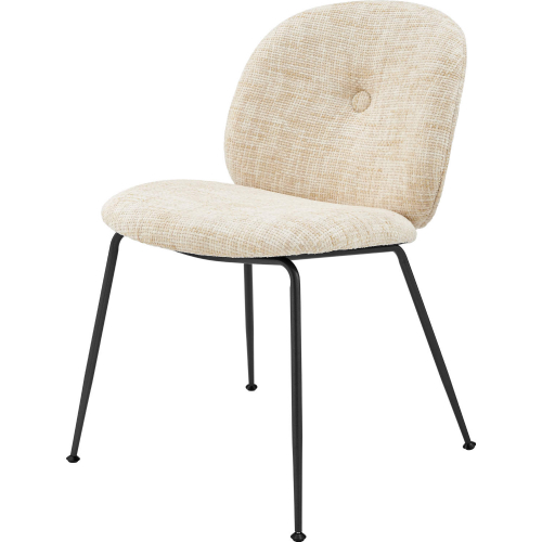 Nisha Dining Chair in Allure Cream Beige Fabric & Gunmetal (Set of 2)