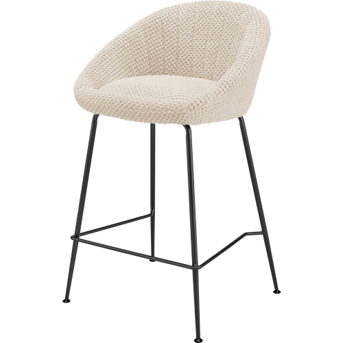 Watson Counter Stool in Georgia Cream Beige Fabric & Gunmetal (Set of 2)