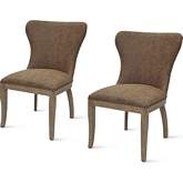 Dorsey Dining Chair in Chocolate Nubuck on Driftwood Legs (Set of 2)