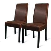 Hartford Dining Chair in Cognac Bi-Cast Leather on Wenge Finish Legs (Set of 2)