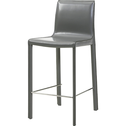 Gervin Counter Stool in Anthracite Recycled Leather on Powder Coated Steel (Set of 2)