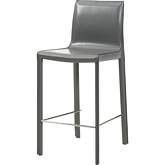 Gervin Counter Stool in Anthracite Recycled Leather on Powder Coated Steel (Set of 2)