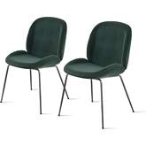 Lucy Dining Chair in Green Velvet on Steel (Set of 2)