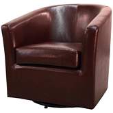 Hayden Swivel Accent Chair in Saddle Brown Bonded Leather