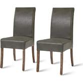Valencia Dining Chair in Vintage Gray Bonded Leather on Drift Wood Legs (Set of 2)