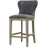 Dorsey Counter Stool in Charcoal Nubuck on Driftwood Legs