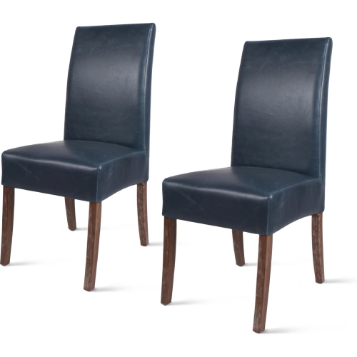 Valencia Dining Chair in Vintage Blue Bonded Leather on Drift Wood Legs (Set of 2)