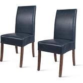 Valencia Dining Chair in Vintage Blue Bonded Leather on Drift Wood Legs (Set of 2)