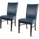 Milton Dining Chair in Vintage Blue Bonded Leather on Wenge Legs (Set of 2)