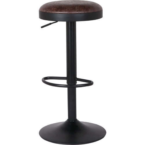 Juno Gaslift Bar Stool in Vintage Brown Leatherette on Black Steel (Set of 2)