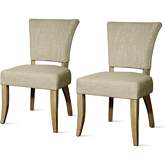 Austin Dining Chair in Rice Fabric w/ Bronze Nailhead on Wood Legs (Set of 2)