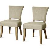 Austin Dining Chair in Rice Fabric with Bronze Nailhead on Wood Legs (Set of 2)