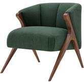 Florence Accent Chair in Green Fabric & Wood