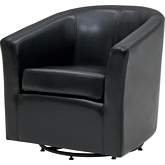 Hayden Swivel Accent Chair in Black Bonded Leather