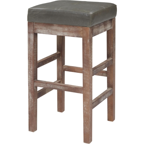 Valencia Counter Stool in Vintage Gray Bonded Leather on Drift Wood Legs