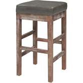 Valencia Counter Stool in Vintage Gray Bonded Leather on Drift Wood Legs