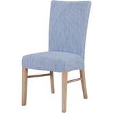 Milton Dining Chair in Blue Stripes Fabric on Natural Wood Legs (Set of 2)