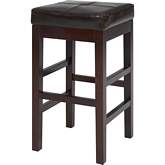 Valencia Backless Counter Stool in Brown Bi-Cast Leather on Wenge Finish Birch Legs