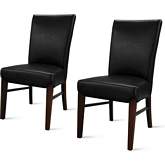 Milton Dining Chair in Black Bonded Leather on Wenge Finish Legs (Set of 2)