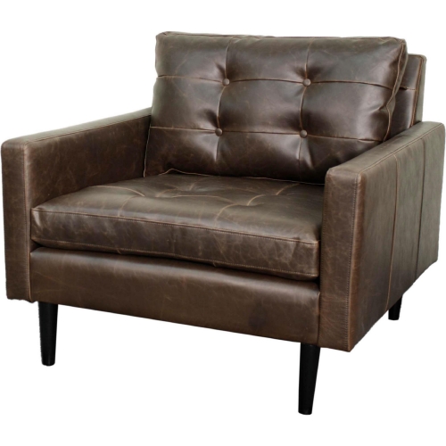 Ritchie Arm Chair in Vintage Dark Brown Bonded Leather on Black Legs