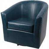 Ernest Swivel Accent Chair in Vintage Blue Bonded Leather