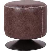 Gaia Round Ottoman in Vintage Coffee Brown Leatherette