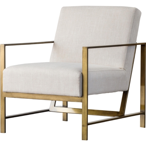 Francis Arm Chair in Shortbread Fabric on Brushed Gold Frame